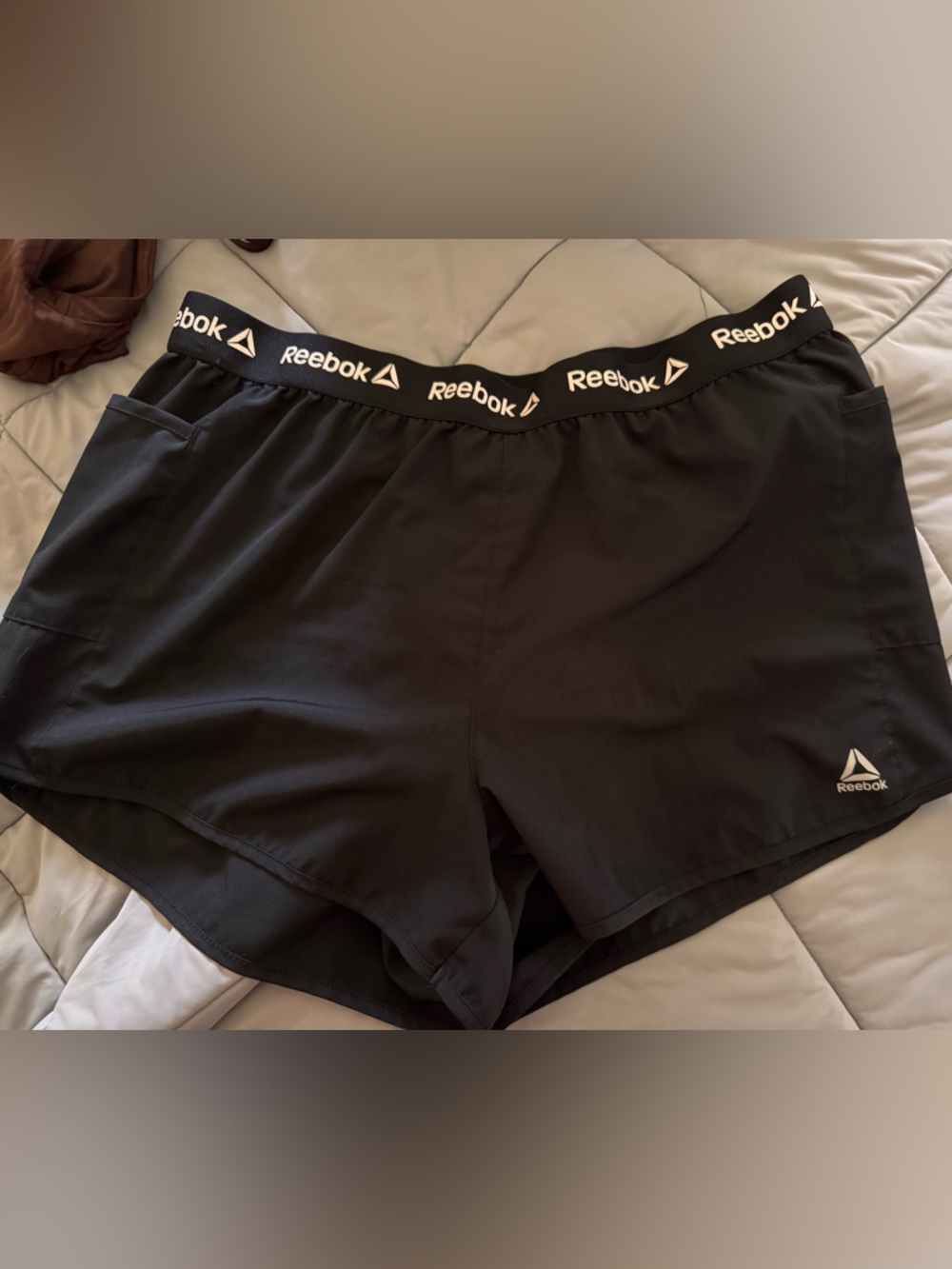 Reebok Black Athletic Shorts with Branded Waistband